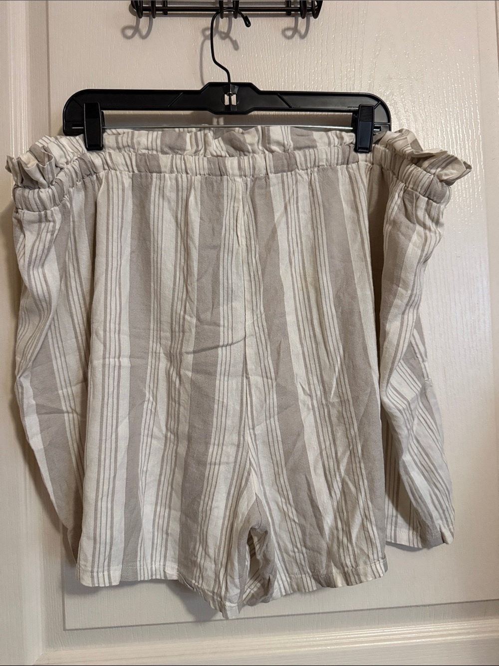 Torrid 2x 18/20 Striped Linen-Blend Paperbag Women’s Shorts - Cream & Taupe NWT - Picture 4 of 10